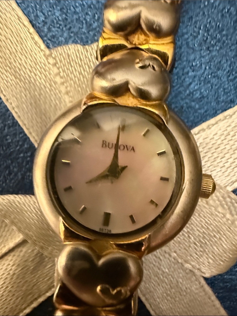 Bulova Two-Tone Ladies Bracelet Watch in Silver and Gold tone with pearlescent